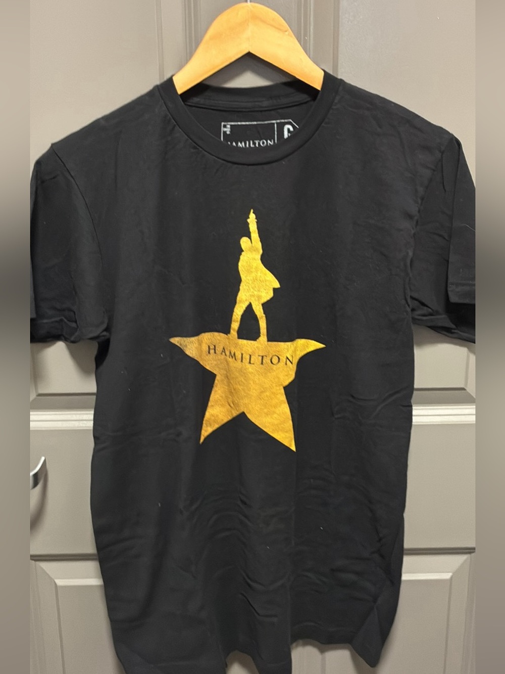 Hamilton Black Short Sleeve Tee with Gold Star Silhouette